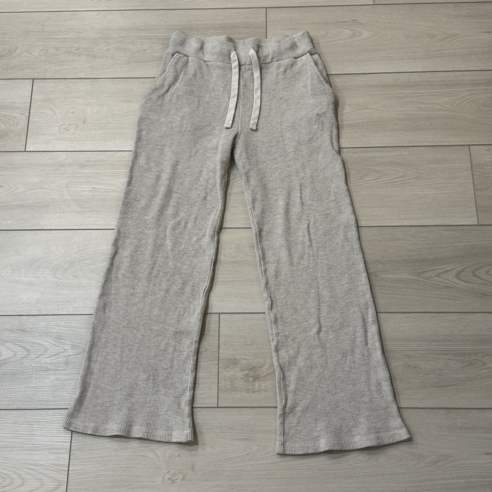 Monrow Women's Cropped Lounge Pants‎ Ivory Blend Sweatpants High Waist USA XS